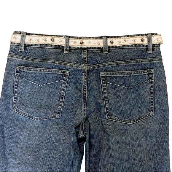 Elie Tahari Selvedge Denim with Cream Beaded Sash Belt Bootcut Jeans— SZ 12 EUC - Picture 6 of 11